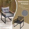 Tangkula 3 PCS Patio Furniture Set PE Rattan Wicker Chairs w/ 2 Tier Coffee Table Soft Back - 4 of 4