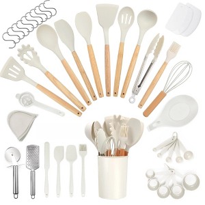 Silicone Kitchenware Set, 43-Piece Non-Stick Cooking Utensils Kitchen Set, Non-Stick 446°F Heat-Resistant Cookware (White) - 1 of 4