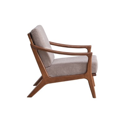 Lide Light Brown Rubberwood Accent Chair with Upholstered Cushions