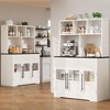 60 Inch Tall Kitchen Pantry Cabinet with Microwave Stand, Farmhouse Storage Hutch with Drawers for Dining Room, Living Room - 2 of 4