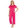 Collections Etc Smocked Tricot Top 2-Piece Capri Pants Pajama Set - 4 of 4