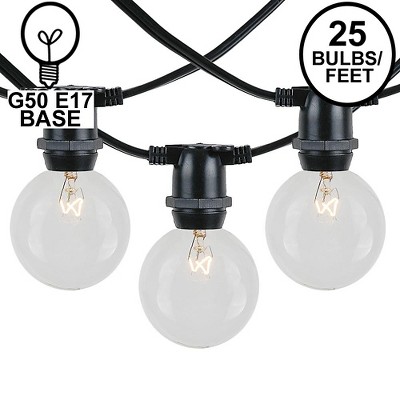 Novelty Lights Globe Outdoor String Lights with 25 In-Line Sockets Black Wire 25 Feet
