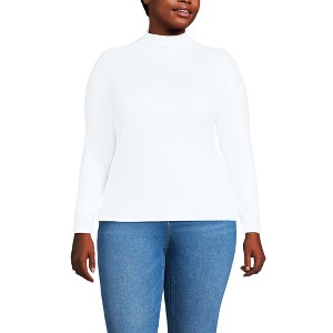Lands' End Women's Drapey Rib Skimming Long Sleeve Mock Neck - 1 of 3