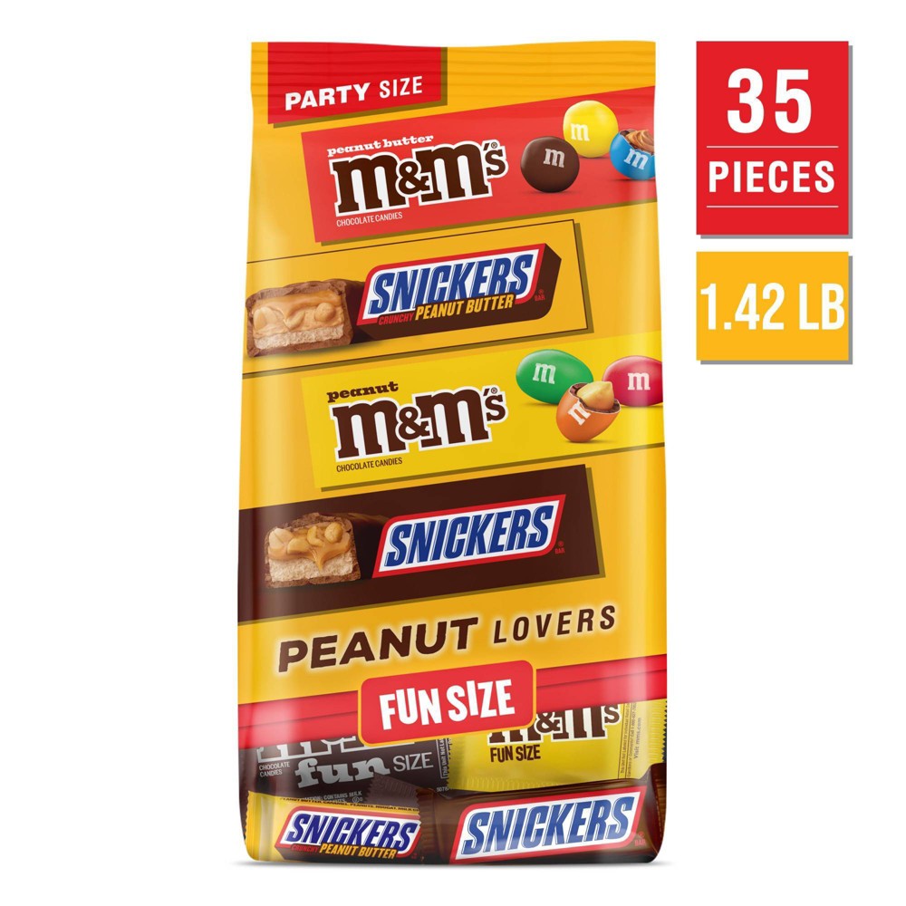 Snickers & M&M's Fun Size Peanut Lover Chocolate Candy Variety Pack - 22.66oz/35ct Bulk Bag