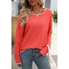 V For City Women's Contrast Trim Long Sleeve Crewneck Sweater Pollover Tops - 2 of 4