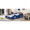 Okak Twin/Full Platform Bed Frame with Wheels & Race Car-Shaped Bedroom Furniture with Rails for Kids Noise-Free Bed Strong Wood Slats Easy Assembly - 3 of 4