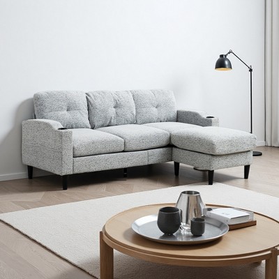 Convertible 3-Seater L-Shaped Sectional Sofa with Storage, USB & Cup Holder