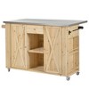 VYNXARIA Outdoor Kitchen Island: Fir Wood with Stainless Steel Top, Storage & Bottle Opener - 4 of 4