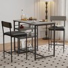 Bar Table Set for 2 with 2  PU Cushion Stools and 3 Storage Shelves, 3 Piece - 2 of 4