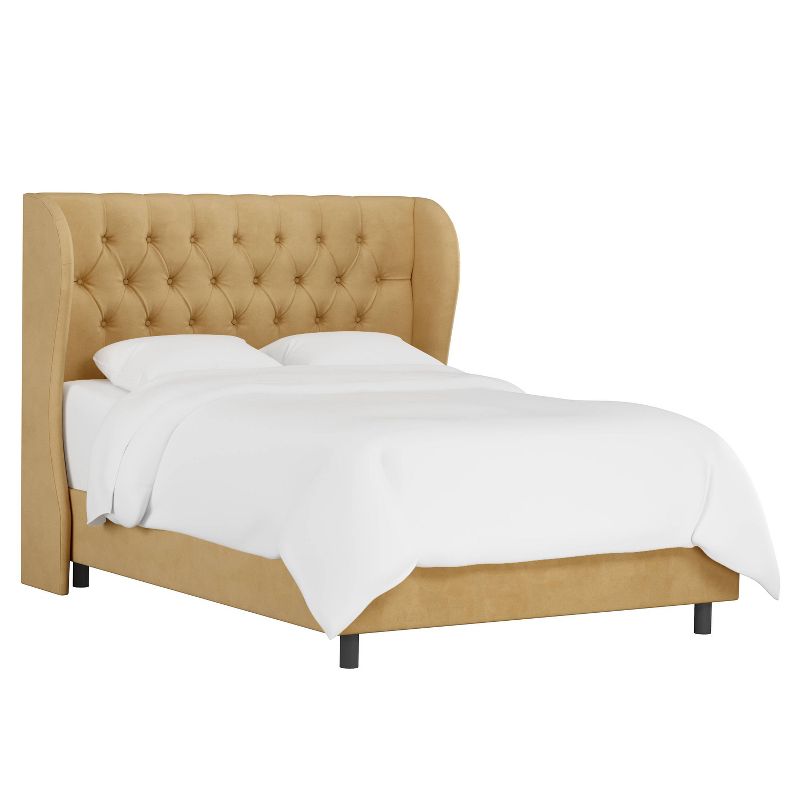 Skyline Furniture Tufted Velvet Upholstered Wingback Bed, 4 of 10