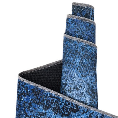 Modern Elegance 5' Square Overdyed Blue Chenille Area Rug