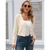 WhizMax Women's Cropped Cardigan V Neck Long Sleeve Soft Knit Rib Bolero Shrugs Sweater - 2 of 4