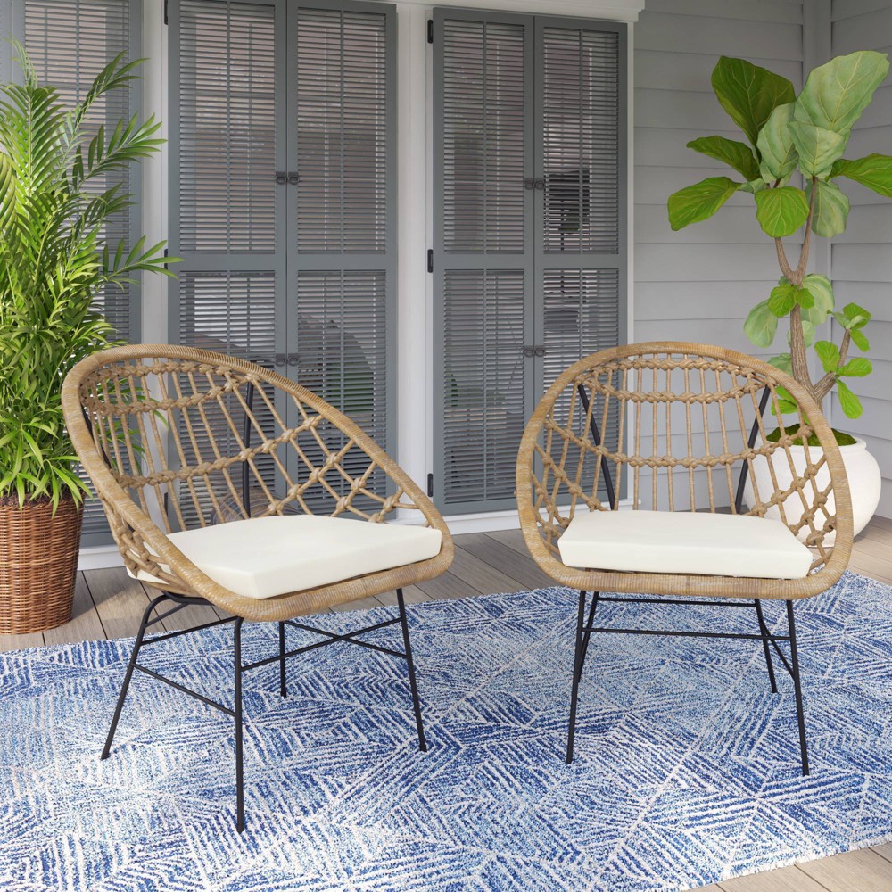2pk Chairs with Cushions Cream TK Classics