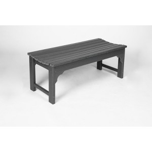 Vynxaria Gray Backless Patio Bench - Modern HDPE Adirondack Seating for Garden and Balcony - 1 of 4