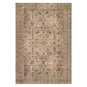 Coolmee Area Rug Washable Soft Distressed Floral Rugs, Non-Slip Low-Pile Vintage Neutral Carpet for Entryway Bedroom Living RoomGray - 1 of 4