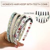Unique Bargains Women's Non-Slip Elastic Teeth Comb Floral Pattern Headbands White Yellow 4 Pcs - 4 of 4