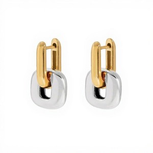 Anna-Kaci Women's Modern Polished Linked Hoop Earrings with Geometric Chain-Inspired Design and Smooth High-Shine Finish - 1 of 4