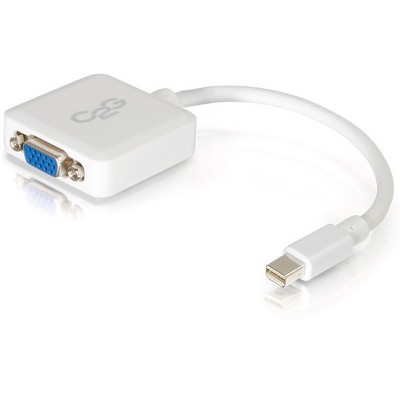 C2G 8in Mini DisplayPort to VGA Adapter -Thunderbolt to VGA Converter-M/F White - Mini DisplayPort/VGA for Notebook, Tablet, Monitor, Video Device