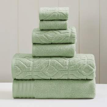 Eula Modern 6 Piece Cotton Towel Set, Stylish Damask Pattern, Slate Blue-  Saltoro Sherpi, 1 unit - Harris Teeter