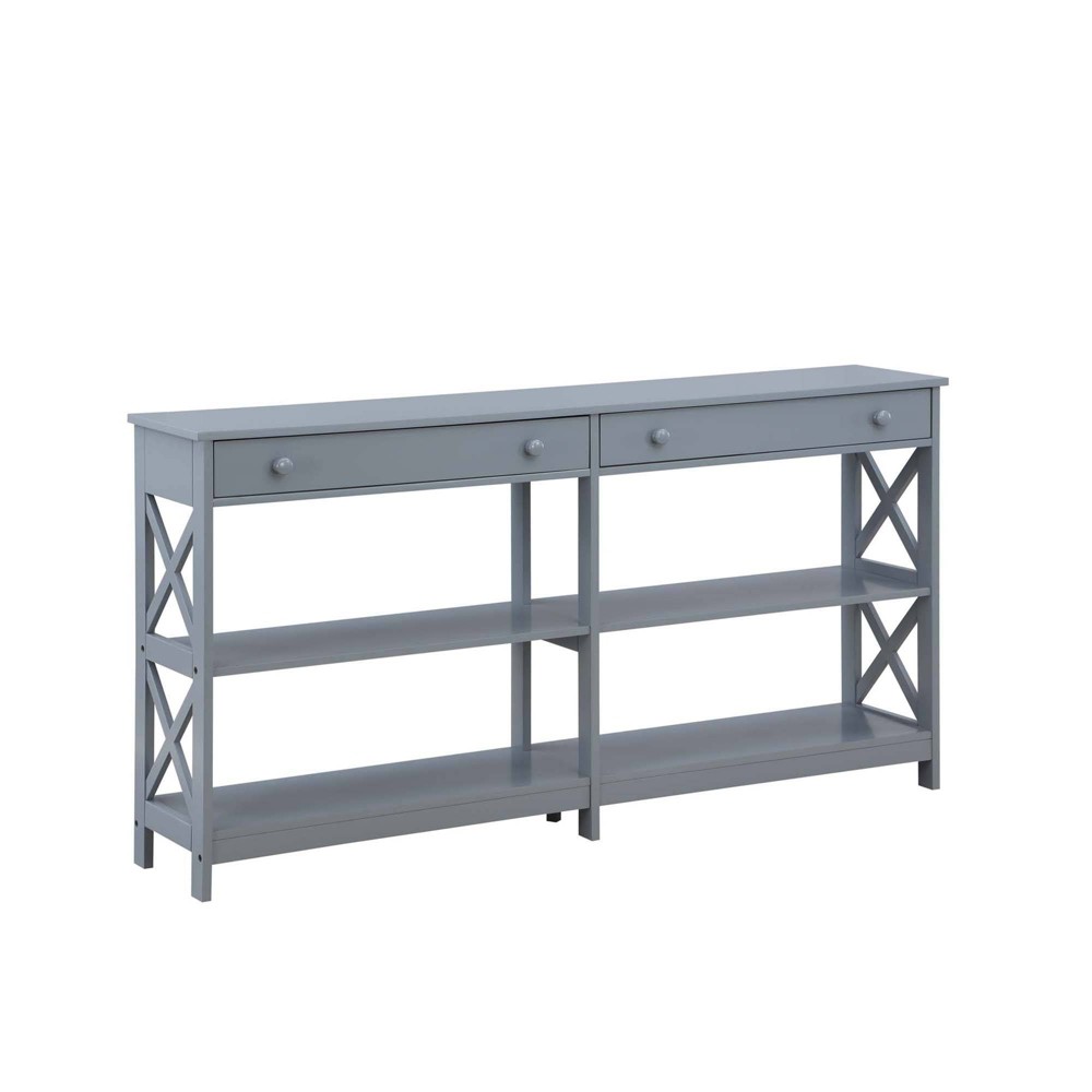 60" Oxford 2 Drawer Console Table with Shelves Gray - Breighton Home