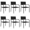 vidaXL Garden Dining Set Black PE Rattan, Powder-Coated Steel, Glass - 63" Table Length Black 6 - 3 of 4