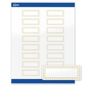 Avery Labels, 1" x 2-5/8", Glossy White, Gold Border w/ Gold Dots, 160ct - 1 of 4