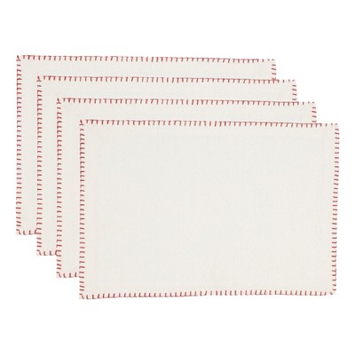 White Cotton Whip Stitched Table Runner and Placemats Set