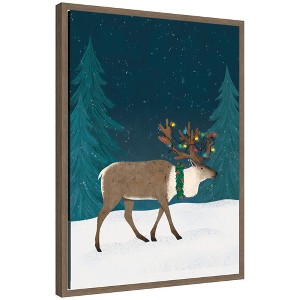 Kate & Laurel All Things Decor Sylvie Framed Canvas Christmas Caribou by Tania Garcia - 1 of 4