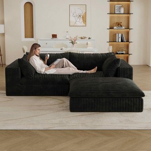 MAYEERTY 39.8" Cloud Sofa Black - 39.8", Corduroy, Double-Layer, No Assembly, DIY for Corner - 1 of 4