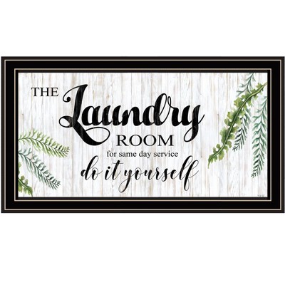 HomeRoots The Laundry Room Same Day Service Black and Brown Framed Print Laundry Wall Art