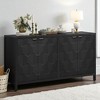 4-Door Sideboard Buffet Cabinet with Honeycomb Patterned MDF Doors, Vintage Metal Handles, Painted Finish, Ample Storage for Dining Room, Kitchen - 2 of 4