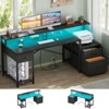 Aheaplus 59'' Computer Desk with 3 Drawers and Led Lights, Home Office Desk with File Drawer & Power Outlet - 2 of 4