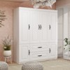 Keloyid White Wood 62.99 in. Armoire with 2 Drawers, 7 Shelves and Hanging Rails - 4 of 4