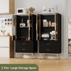 TROPOW Fluted Storage Cabinet with Glass Door and 2 Drawers, Modern Display Storage Cabinet, Kitchen Pantry with Adjustable Shelves - 3 of 4