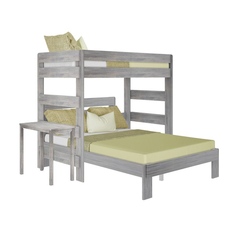 Max & Lily Farmhouse Twin over Queen L-Shaped Bunk Bed with Desk, 1 of 6
