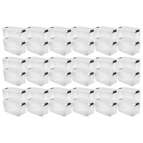 Sterilite 70 Quart Clear Plastic Stackable Storage Container Bin Box Tote with White Latching Lid Organizing Solution for Home & Classroom, 36 Pack - image 1 of 4