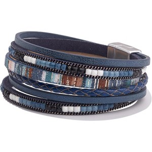 Trendy Layered Boho Leather Wrap Bracelets with Magnetic Clasp, Stackable Bohemian Jewelry Gifts for Women - 1 of 4