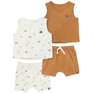 Modern Moments™ by Gerber Baby Boys' 4-Piece Sleeveless Shirt and Shorts Set - 1 of 4