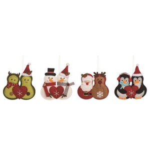 Transpac Felt Holiday Heart Ornament Set of 4 Christmas Home Decorations - 1 of 3