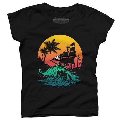 Boy's Design By Humans Welcome summer from pirates By NLKart T-Shirt - Navy  - Small