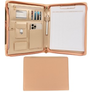 Blu Monaco Professional Padfolio for Women – Vegan Leather Portfolio Organizer with Gold Accents, Available in Multiple Colors and Closure Styles - 1 of 4