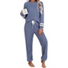 Ekouaer Lounge Sets for Women Ribbed Knit Outfits Pajamas Sets 2 Piece Long Sleeve Sweatsuits with Pockets - 3 of 4