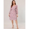 Allegra K Women's Boho Floral V Neck Tie Waist Long Sleeve Chiffon Wrap Midi Dress - 2 of 4