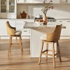 Sapphtopaz Modern Bar Stools with Rattan High-Back Upholstered Swivel Counter Stools with Recessed Arms Barstools for Kitchen Island - 3 of 4