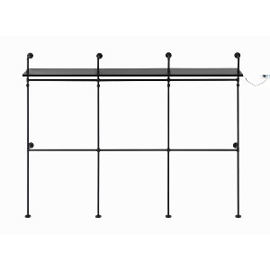 VYNXARIA Industrial Pipe Clothing Rack: 118.3'' Reversible, Heavy Duty, with LED, Shelves, for Wardrobe, Walk - in Closet, Black (Three) - 1 of 4