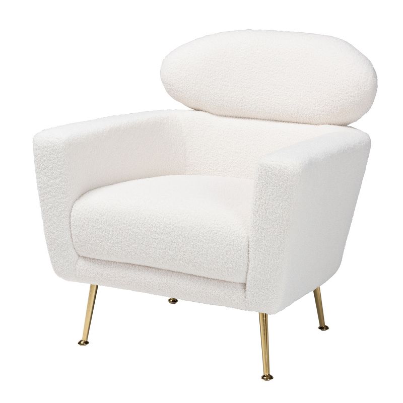 Baxton Studio Fantasia Modern and Contemporary Ivory Boucle Upholstered and Gold Metal Armchair, 2 of 11