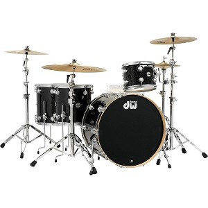 DW SSC Collector's Series 4-Piece FinishPly Shell Pack With 24" Bass Drum With Satin Chrome Hardware Black Ice - 1 of 4