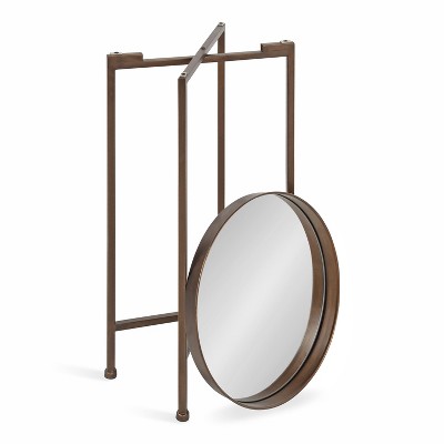 Celia Bronze Metal Foldable Tray Accent Table with Mirror Top