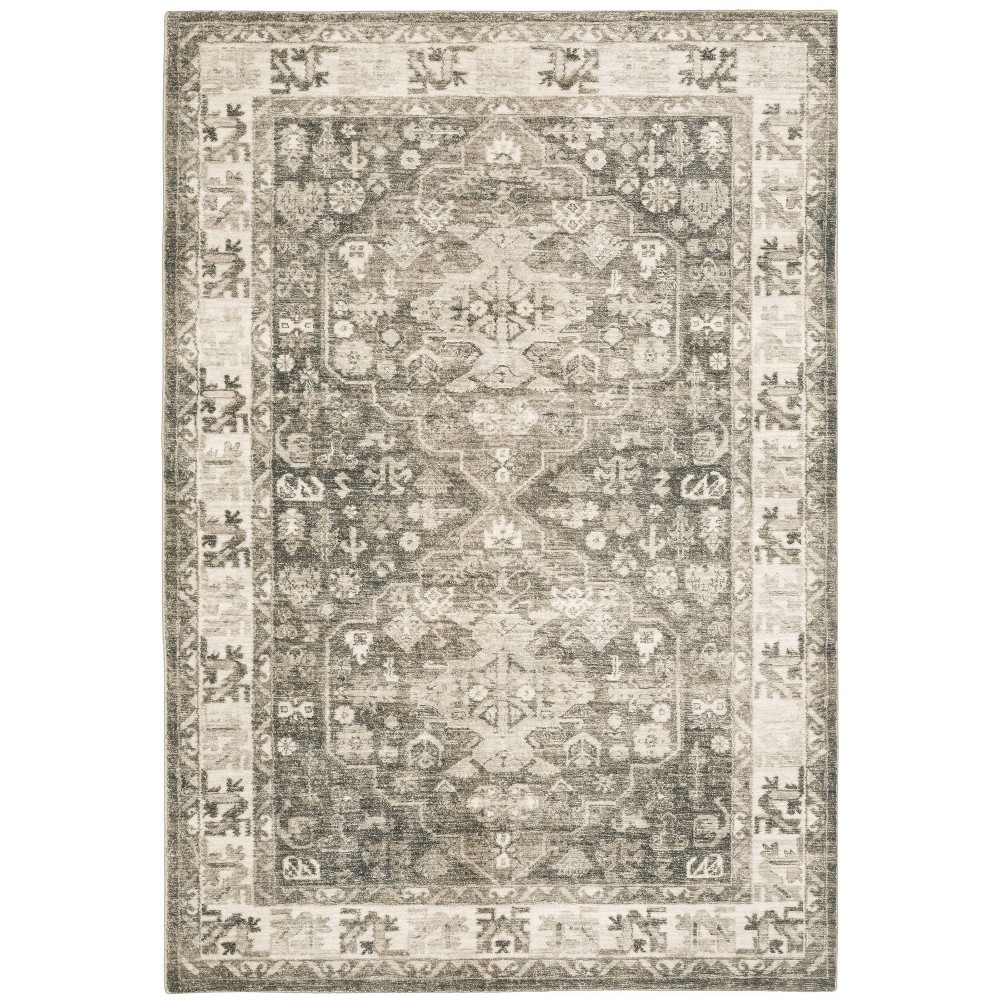 5'3inx7'3in Salina Traditional Persian Style Inspired Area Rug Charcoal/Ivory - Captiv8e Designs