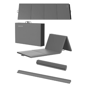 BalanceFrom Fitness 120 x 48 Inch All Purpose Exercise Mat Bundled with 8 Foot Balance Beam Foldable Gymnastic Activity Set, Gray - 1 of 4